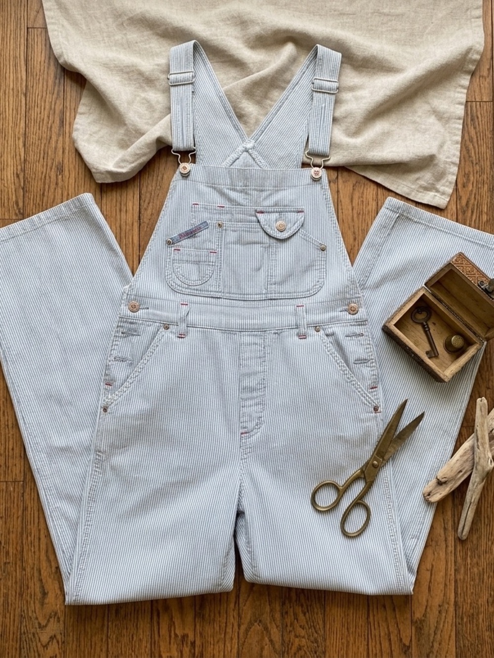Vintage 90s Squeeze Jeans Hickory Stripe Overalls - Small